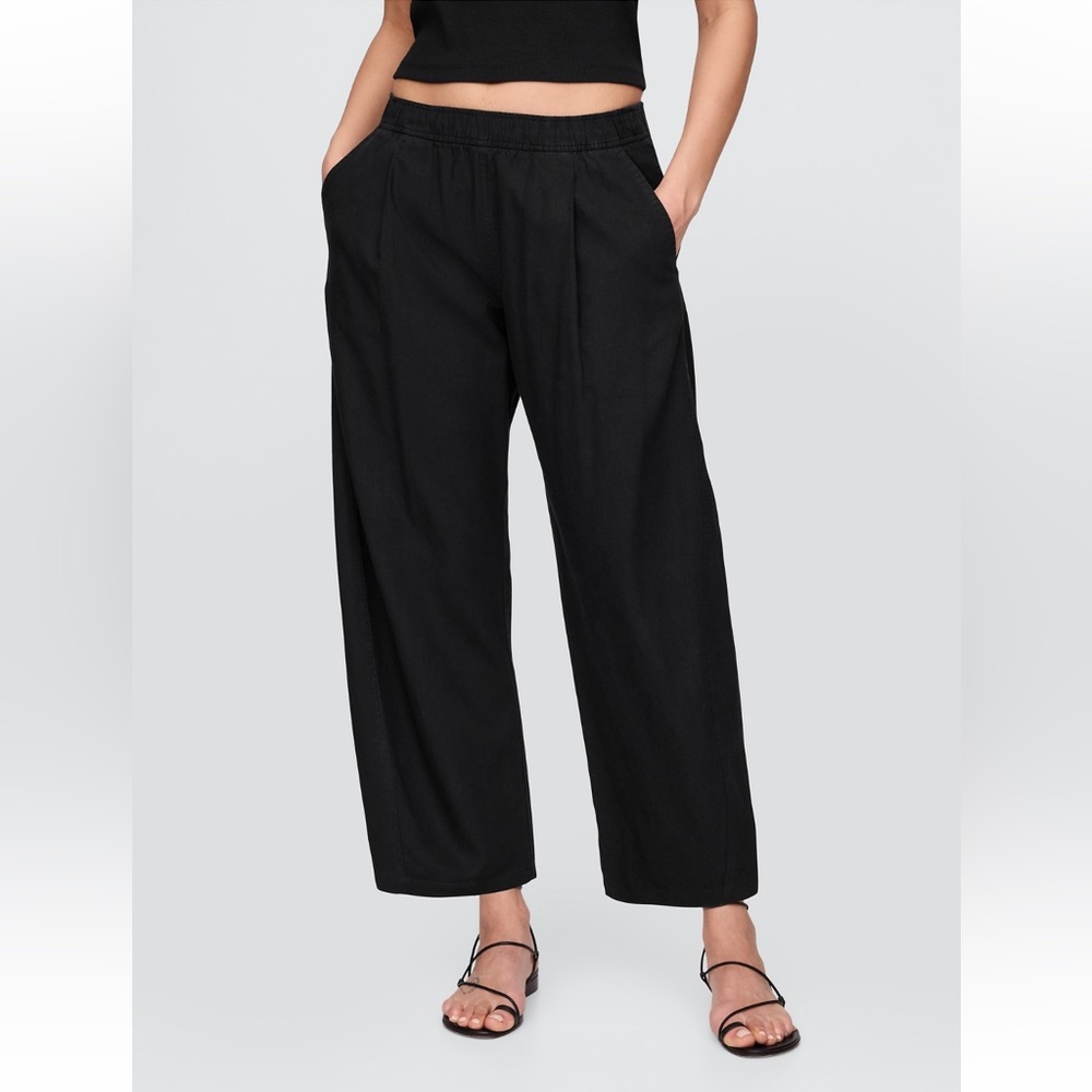 Gap Mid Rise Linen Blend Easy Barrel Pants